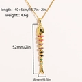 Collar con colgante de pez articulado en cobre dorado con gemas de colores vivos - Colgante de espina de pescado móvil grande / Dorado