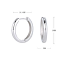 Detailansicht der S925 Sterling Silber Creolen mit 18mm Durchmesser und 3mm Dicke - 14mm / 925 Silber Weißgold beschichtet