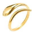 Polished gold snake-shaped open ring in a minimalist adjustable stainless steel design - Gold