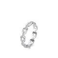 Anello geometrico a catena in argento sterling S925 con zirconi brillanti incastonati - Taglia US 5 / Argento 925
