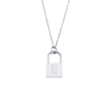 Collier minimaliste en acier inoxydable argenté avec pendentif cadenas et lettre U gothique - Lettre Q