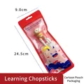 Pink cartoon monkey training chopsticks for kids with red zip bag and silicone rings - Monkey Training Chopsticks (Cartoon Bag)