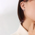 French style silver earrings with a square cherry pattern and bright red fruits - Gold