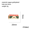 Detail showing gold-plated copper LOVE bead with colorful enamel for DIY jewelry - PT0062-Red Green White LOVE Bead