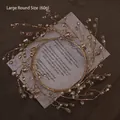 Large 20cm round golden wire Christmas decoration with clear silver crystal beads - Large Wreath