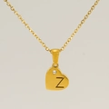 Collana a cuore in acciaio inossidabile placcato oro 18k con lettera Z e diamante - Lettera Z