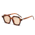 Retro geometric hexagon sunglasses with tortoise frame and amber lenses in 45-degree view - Tortoise Shell Frame