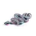 Rainbow-colored stainless steel snake pendant with detailed scales and a metallic luster - Pendant Only (No Chain) / Rainbow