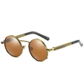 Occhiali da sole steampunk tondi con montatura in bronzo e lenti ambra in stile retrò - Bronzo Tè Polarizzato