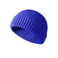 Classic blue ribbed knit beanie hat for winter, warm hip hop style skull cap for adults - One Size / Sapphire Blue