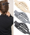 Matte finish oval hair claw clips in beige, grey and black colors for elegant styling - Set 34 (Pack of 3)