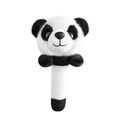 Plush panda handheld rattle toy for infants with soft black and white fur and easy-grip handle - Panda Head Stick