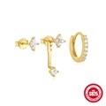 S925 sterling silver gold-plated evil eye and teardrop geometric earring set for women - 925 Silver / 3Pcs Set - Gold #4