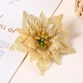 Artificial golden glitter poinsettia flower for Christmas tree and festive home decoration - Pointed Christmas Flower / Gold