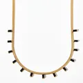 Goldene Schlangenkette mit schwarzen rechteckigen Zirkon-Anhängern in U-förmigem Design - Schwarzer Zirkon (KDD203)