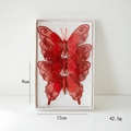 Set of 3 red mesh butterfly Christmas ornaments with glitter and rhinestones - Style C