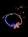 Elegant silver bracelet featuring vibrant red, blue, and white rhinestones and adjustable clasp - Colorful Butterfly