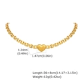 Technical view of heart pendant necklace showing 36+8cm length and 1.24x1.47cm pendant size - Necklace