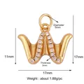 Gold plated copper letter W pendant featuring sparkling white cubic zirconia stones - Zirconia Letter W