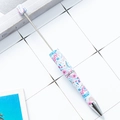 DIY plastic beaded pen with floral pattern finish and elegant metallic nib accents - Blue and Pink Floral Foliage (11)