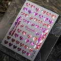 Metallic heart nail stickers with diamond texture in red and purple shades EM-012 - Gradient Red-Purple Diamond Texture Heart (EM-012)