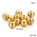 Set of 10 pieces 12mm golden stainless steel polished round beads for jewelry making - 12mm Gold (KLJ2301-Z)
