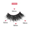 Voluminous pink box eyelashes D1616 style with 18mm length measurement guide - Model D1616