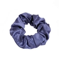 Deep violet blue silk satin oversized scrunchie with elegant pleated fabric texture - Dark Blue