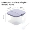 Purple four-compartment kitchen seasoning box with spoons and transparent plastic body - 4-Grid - Vine Purple
