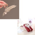 Pinza para el pelo de espiga dorada con ojo de gato y perla en elegante caja de regalo - Piedra de Ojo de Gato Dorado [Caja de Regalo]
