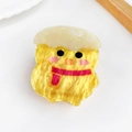 Cute yellow and white acrylic chick hair clip with red scarf for girls and kids - Eggshell Chicken