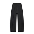 Detailed flat lay of high waist pleated balloon trousers in black suit fabric - XS / Black