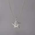 Silver star pendant necklace with cubic zirconia on a sleek snake chain for women - Silver Rhinestone Star Snake Chain Style (N-192)