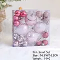 Coffret de boules de Noël roses en boîte cadeau avec finitions pailletées et mates - Mini Lot Rose