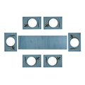 Blue woven placemat set and table runner arrangement shown from an overhead perspective - Blue Sparkling Woven