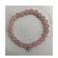 Pink crystal beaded bracelet for couples featuring a silver charm on a clean white base - Green