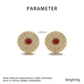 Technical dimensions of 20mm diameter round rhinestone stud earrings in stainless steel - Gold Red