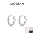 Sparkling S925 sterling silver hoop earrings with moissanite pavé and GRA certificate - 925 Silver / Silver