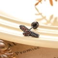 Black dragon horn ear stud with red zircon stones and flat back screw design - Branch Shape (A415-3#) / Black Red