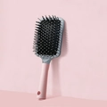 Pink and gray curved vent hairbrush with boar bristles and massage tips - Large Square Cushion Brush