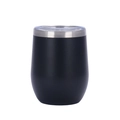 12oz vacuum insulated matte black stainless steel wine tumbler with clear lid - Black