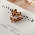 Burgundy and cream checkered acetate square hair claw clip on magazine page - Vichy Check