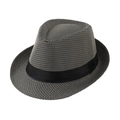 Classic houndstooth linen fedora hat with black ribbon trim and vintage summer style - Adult Size (Approx 58cm) / Houndstooth-Black/Brown