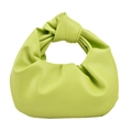 Minimalist light green knotted handbag with soft pleated cloud texture on white background - Green