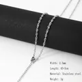 2.5mm silver stainless steel twist chain necklace with adjustable length 45+5cm - 2.5mm Width - 45+5cm Length / Steel