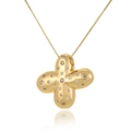 Detail of 18k gold plated clover pendant with zircon inlay and golden box chain - Letter X