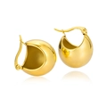 Polished chunky gold hollow C-shaped hoop earrings in minimalist stainless steel - Round Hoop Style (C035)