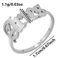 Gothic silver stainless steel open ring with cutout letter design and adjustable fit - Aries / Silver