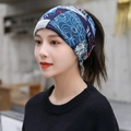 Multifunctional knit neck gaiter and beanie with blue, red, and white LOVE pattern - One Size / 59 Red Blue Plaid