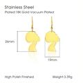 Polished 18K gold plated stainless steel earrings with African woman silhouette design - LE3244 Gold